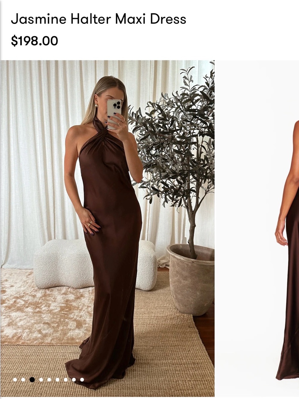 Show Me Your MuMu Jasmine Halter Maxi Dress in Chocolate Brown